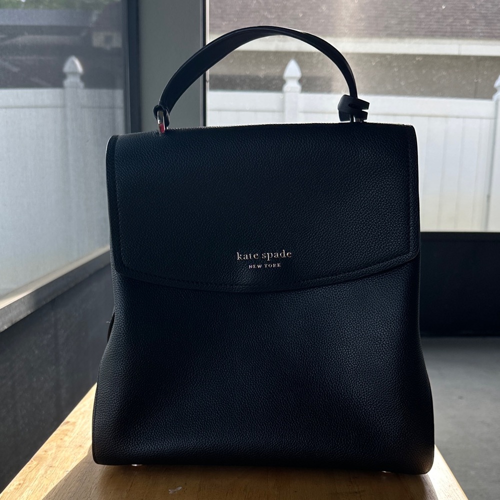 kate spade Black Pebbled Leather Top-Handle Backpack